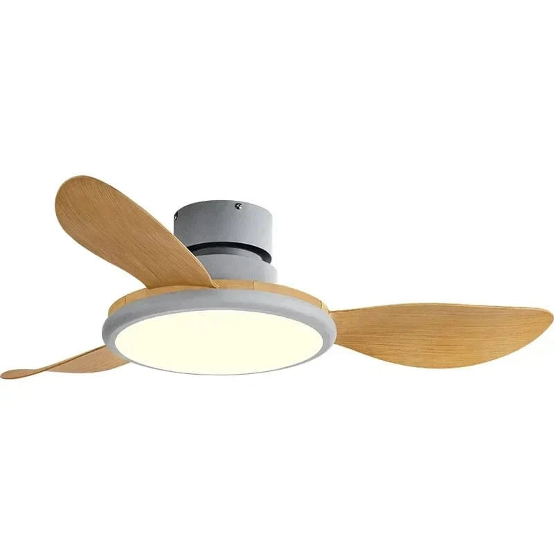 Ventilateur de plafond LED avec télécommande, design minimaliste | Marco Lucetti Grain de bois gris / 42 pouces