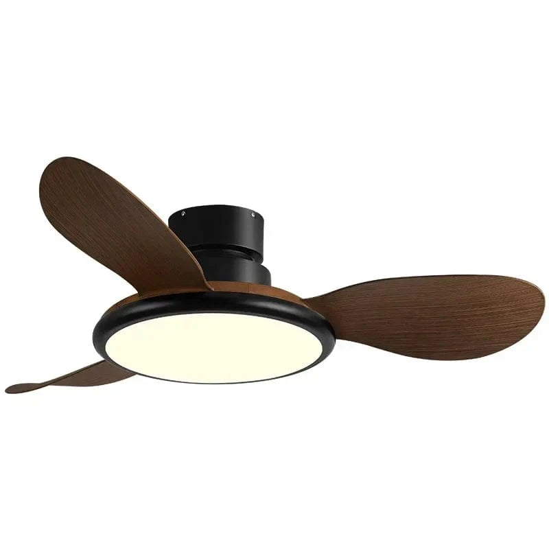 Ventilateur de plafond LED avec télécommande, design minimaliste | Marco Lucetti Grain de noyer noir / 52 pouces