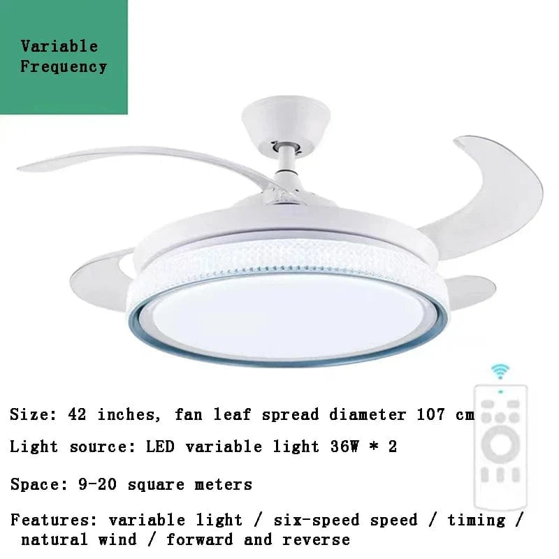 Ventilateur de plafond LED intelligent avec pales rétractables - Style Moderne | Marco Lucetti B 42 pouces blanc / 31-40W / 85-265V