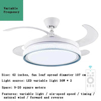 Ventilateur de plafond LED intelligent avec pales rétractables - Style Moderne | Marco Lucetti B 42 pouces blanc / 31-40W / 85-265V