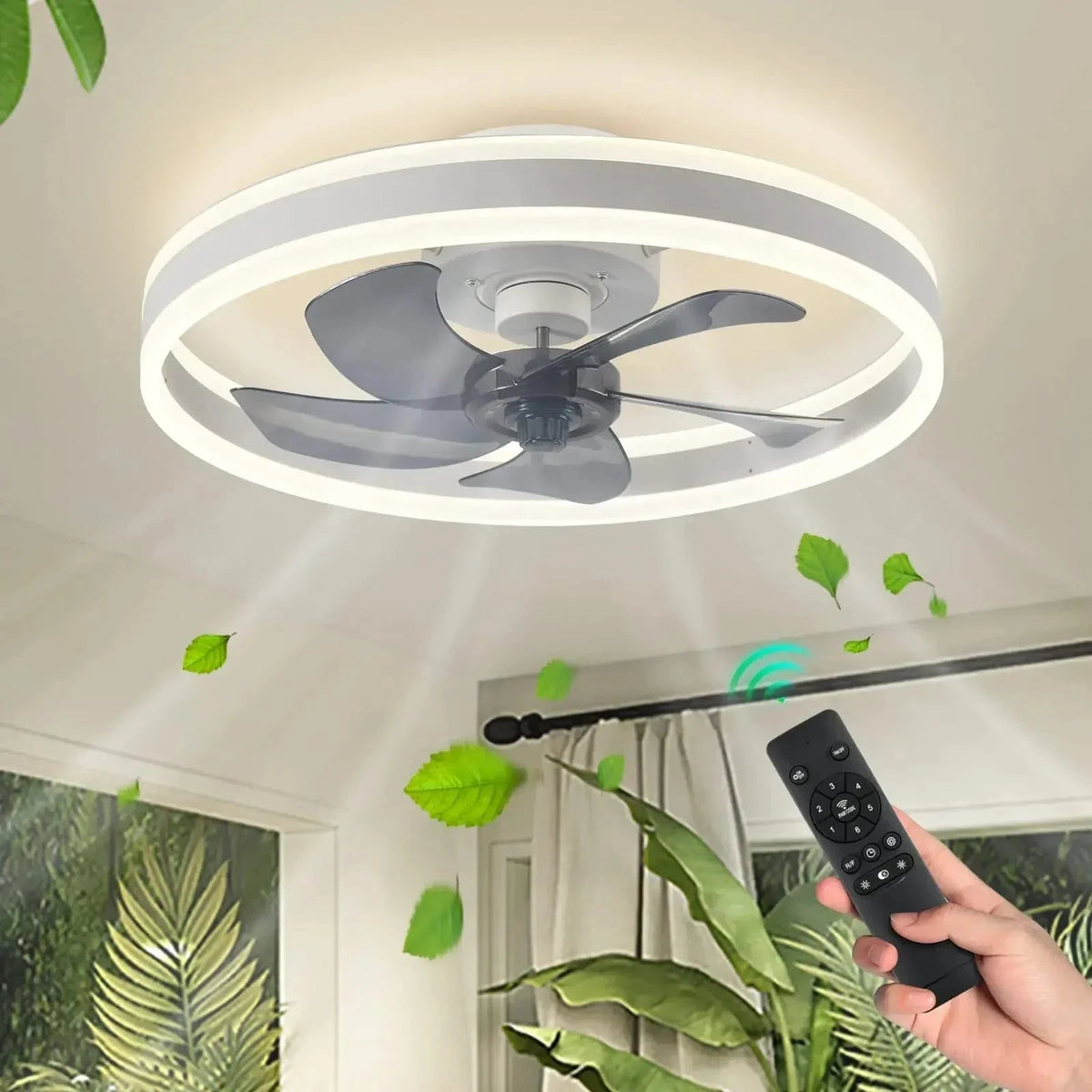 Ventilateur de plafond LED moderne avec télécommande et 6 vitesses | Marco Lucetti Blanc
