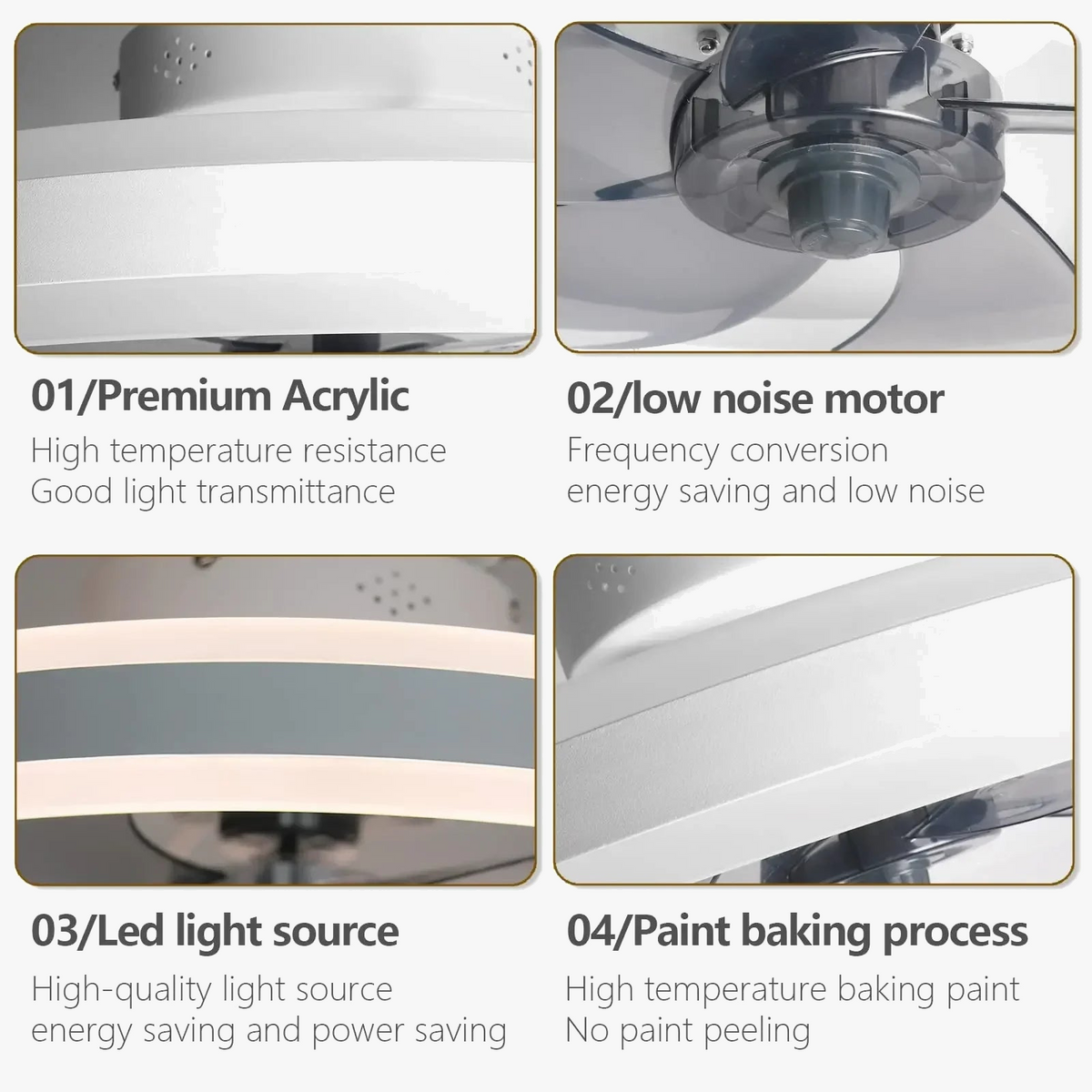 Ventilateur de plafond LED moderne avec télécommande et 6 vitesses