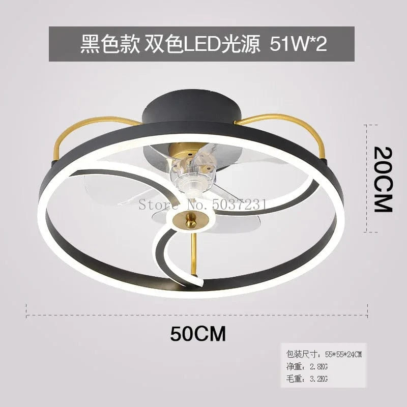 Ventilateur de plafond LED silencieux pour la chambre des enfants - Confort assuré | Marco Lucetti D / 220v / Gradation à distance