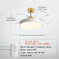 VENTILATEUR DE PLAFOND MODERNE 2024 - LUMIÈRES LED - TÉLÉCOMMANDE RECHARGEABLE | Marco Lucetti B blanc 42 pouces / 71-80W / 85-265V