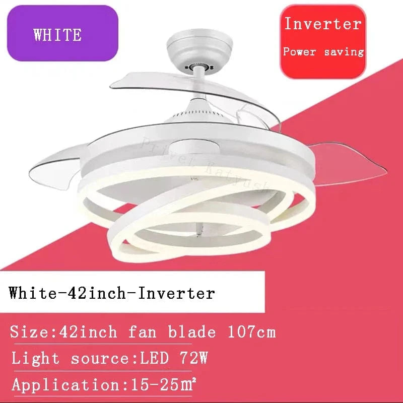 VENTILATEUR DE PLAFOND MODERNE 2024 - LUMIÈRES LED - TÉLÉCOMMANDE RECHARGEABLE | Marco Lucetti Blanc 42 pouces / 71-80W / 85-265V