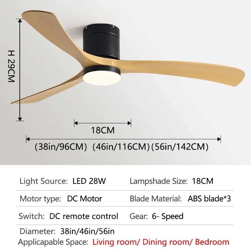 Ventilateur de plafond moderne ABS noir avec LED et télécommande - Édition Luxe | Marco Lucetti