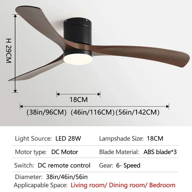 Ventilateur de plafond moderne ABS noir avec LED et télécommande - Édition Luxe | Marco Lucetti