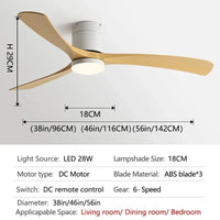 Ventilateur de plafond moderne ABS noir avec LED et télécommande - Édition Luxe | Marco Lucetti Grain de bois blanc / 56 pouces / 110V