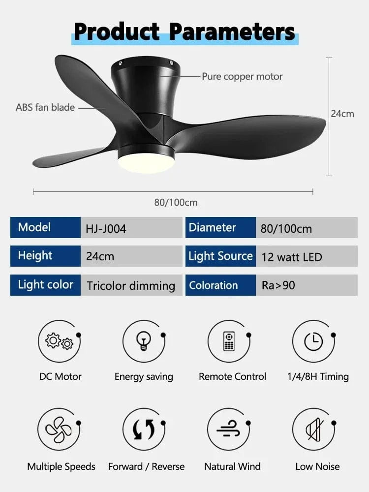 Ventilateur de plafond moderne Lux&Vitae LED avec télécommande - sans lumière | Marco Lucetti
