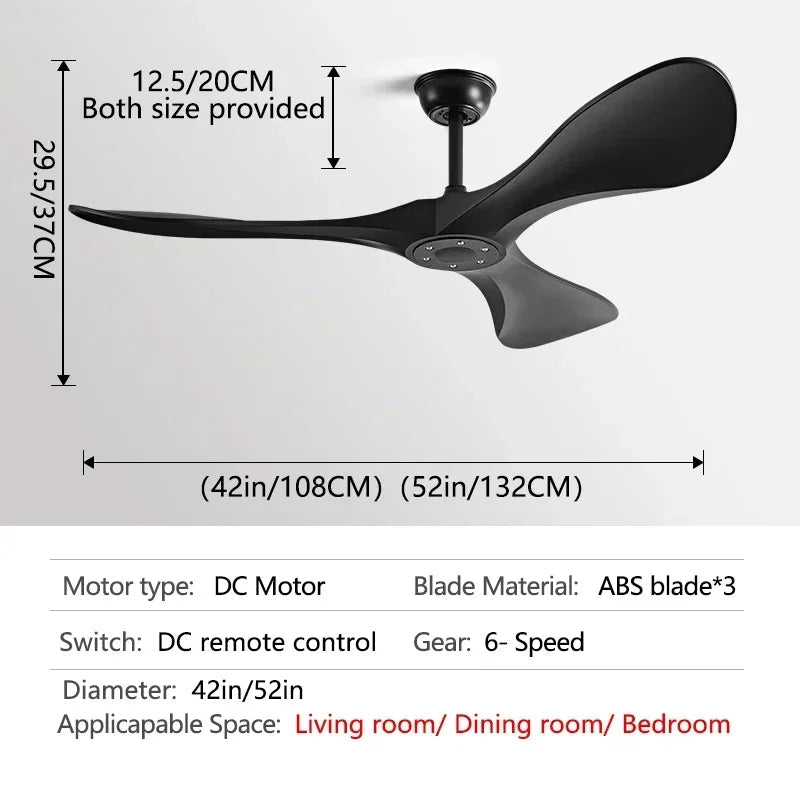 Ventilateur de plafond design à trois pales avec éclairage intégré et commande à distance