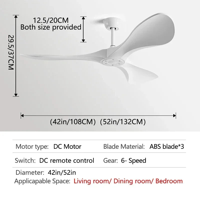 Ventilateur de plafond design à trois pales avec éclairage intégré et commande à distance