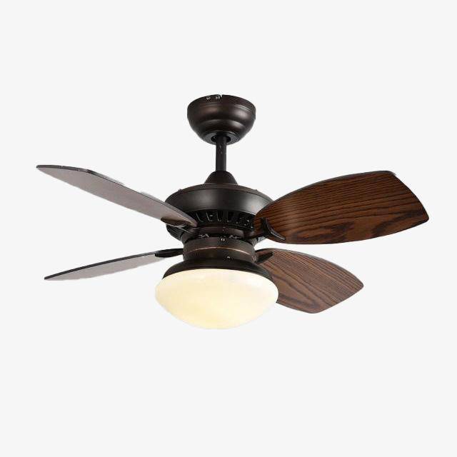 Ventilateur Rustique à LED avec Pales Wengées - Base Noire ou Blanche. | Marco Lucetti