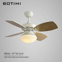 Ventilateur Rustique à LED avec Pales Wengées - Base Noire ou Blanche. | Marco Lucetti Blanc