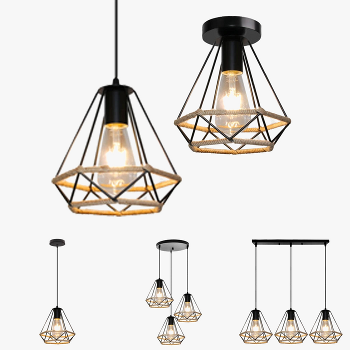 Lampe Suspension Vintage en Corde de Chanvre pour une Décoration Industrielle et Rétro dans la Maison