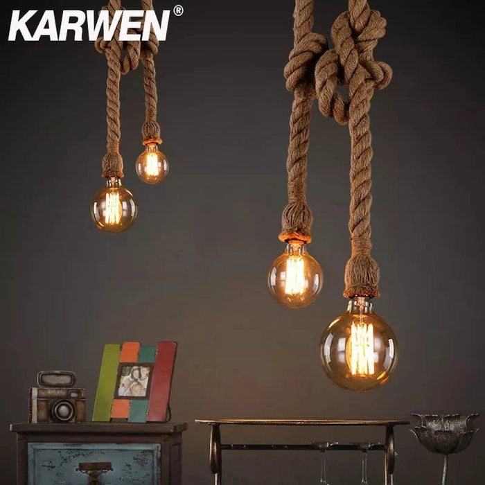 Vintage corde de chanvre suspension - Loft industriel rétro suspendu - Édition Vintage Loft. | Marco Lucetti