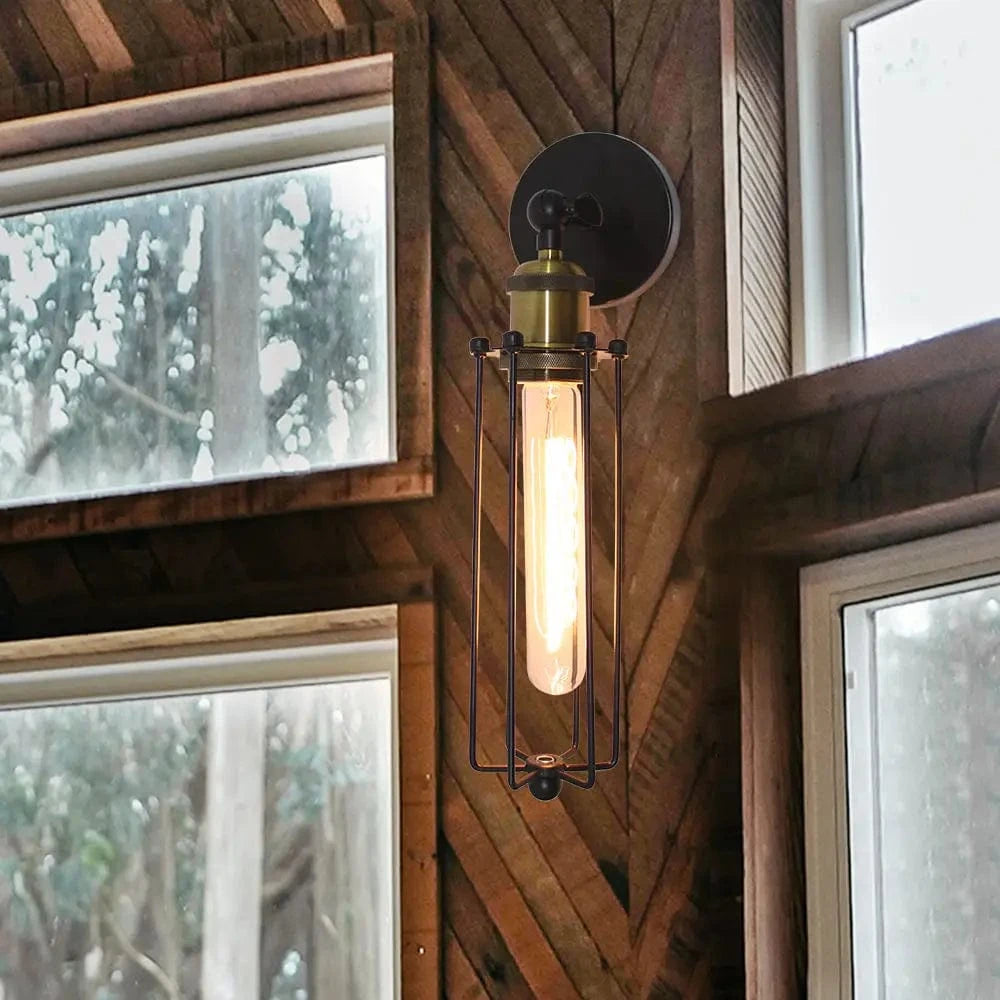 Vintage industriel - Applique murale LED rétro Loft - Abat-jour Cage - Éclairage intérieur Wandlamp | Marco Lucetti Noir