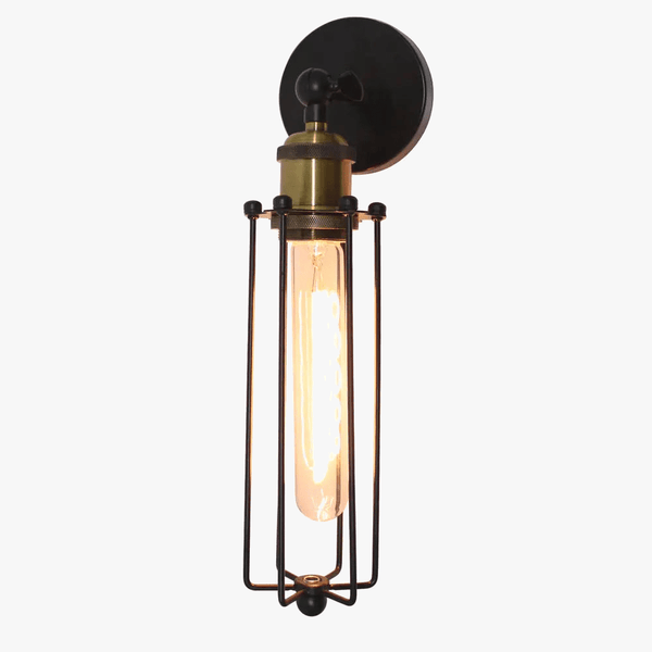 Vintage industriel - Applique murale LED rétro Loft - Abat-jour Cage - Éclairage intérieur Wandlamp | Marco Lucetti Noir