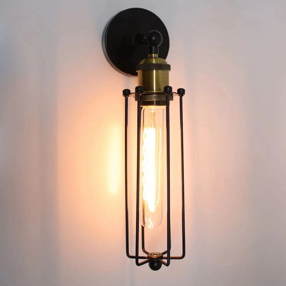 Vintage industriel - Applique murale LED rétro Loft - Abat-jour Cage - Éclairage intérieur Wandlamp | Marco Lucetti Noir
