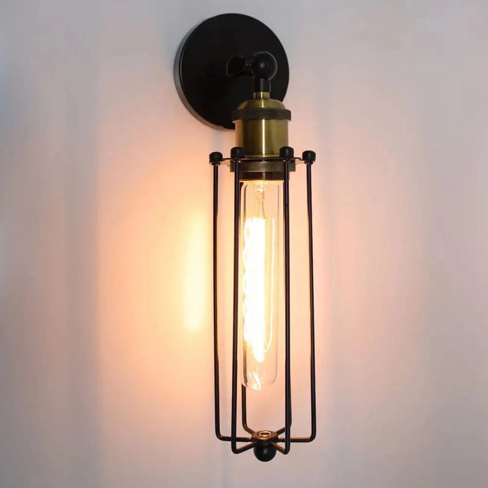 Vintage industriel - Applique murale LED rétro Loft - Abat-jour Cage - Éclairage intérieur Wandlamp | Marco Lucetti Noir