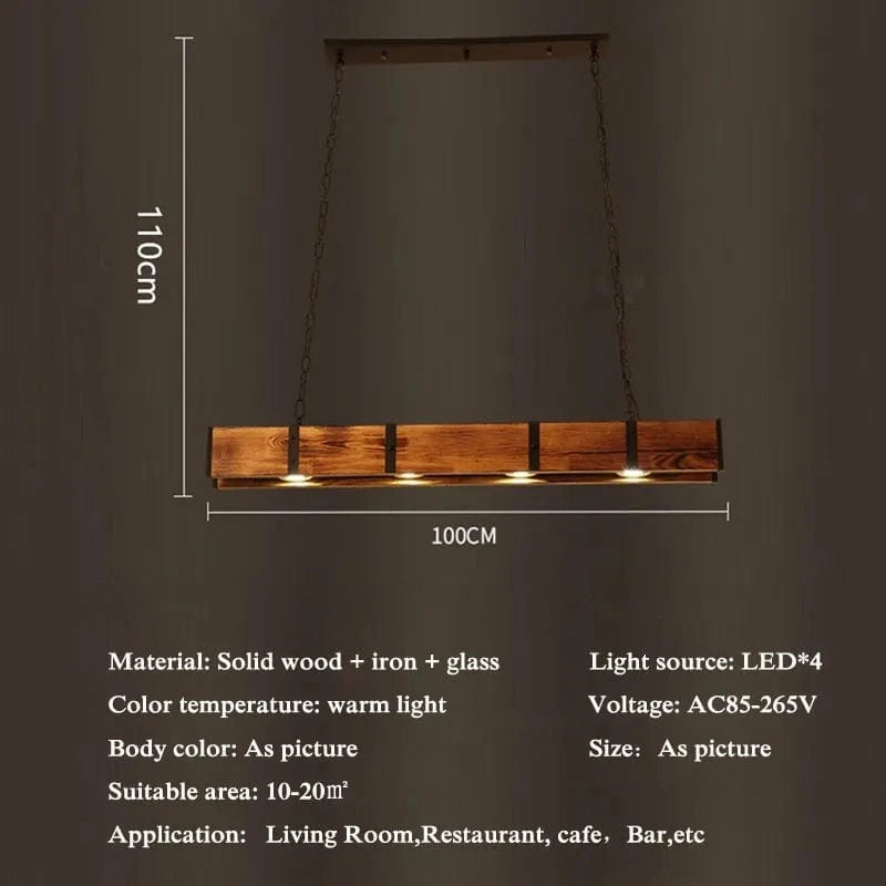 Vintage Loft: Lampe suspendue en bois pour salle à manger, bar et magasin de vêtements | Marco Lucetti 1m / Lumière blanche