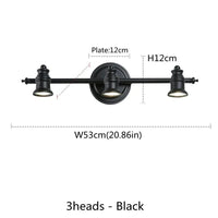 Vintage Miroir Lumineux LED pour Salle de Bains - Applique de vanité à 2/4 Têtes Bronze | Marco Lucetti 3 têtes Noir / Blanc chaud (2700-3500K)