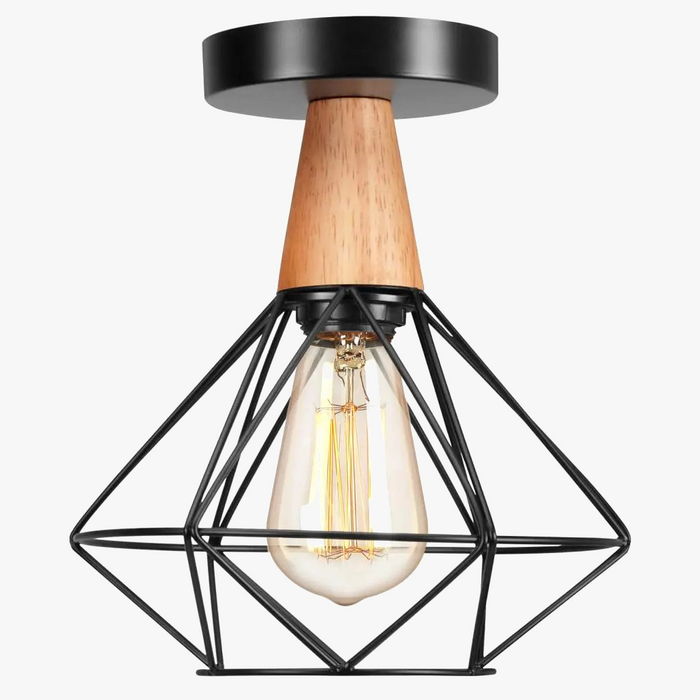 Plafonnier vintage moderne nordique rétro en fer noir - Luminaire Cage