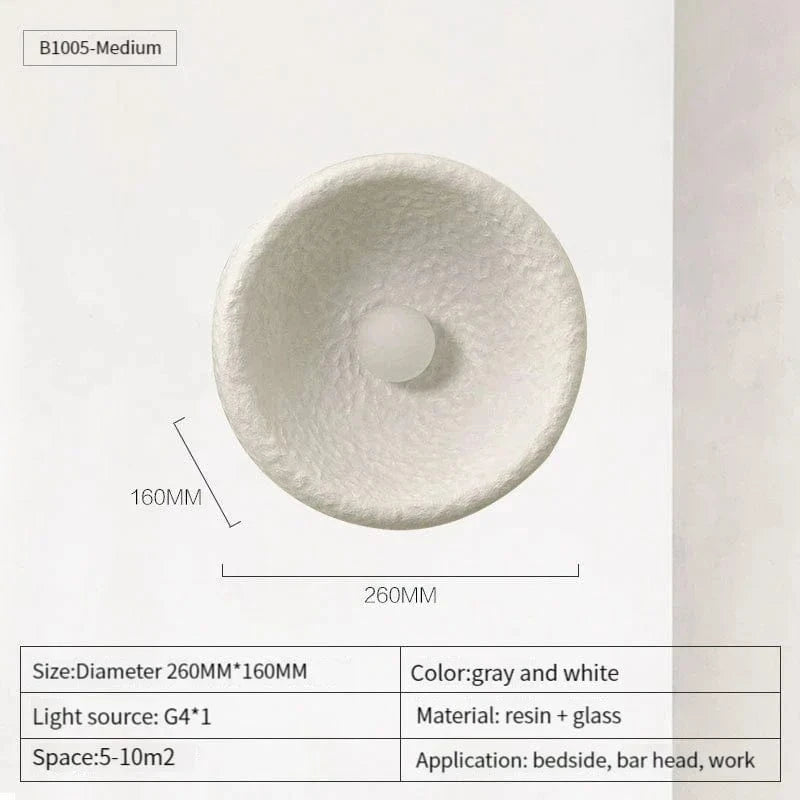 Wabi Sabi – Applique murale LED Vintage en résine et verre, Collection Élégance | Marco Lucetti D26cm / Blanc chaud (2700-3500K) / BLANC