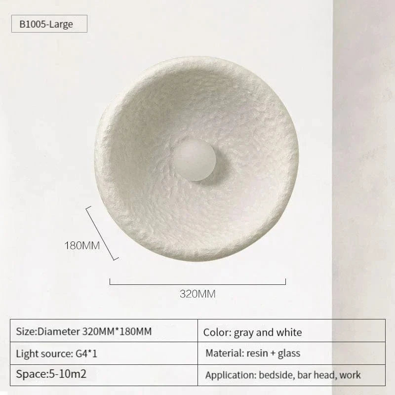 Wabi Sabi – Applique murale LED Vintage en résine et verre, Collection Élégance | Marco Lucetti D32cm / Blanc chaud (2700-3500K) / BLANC