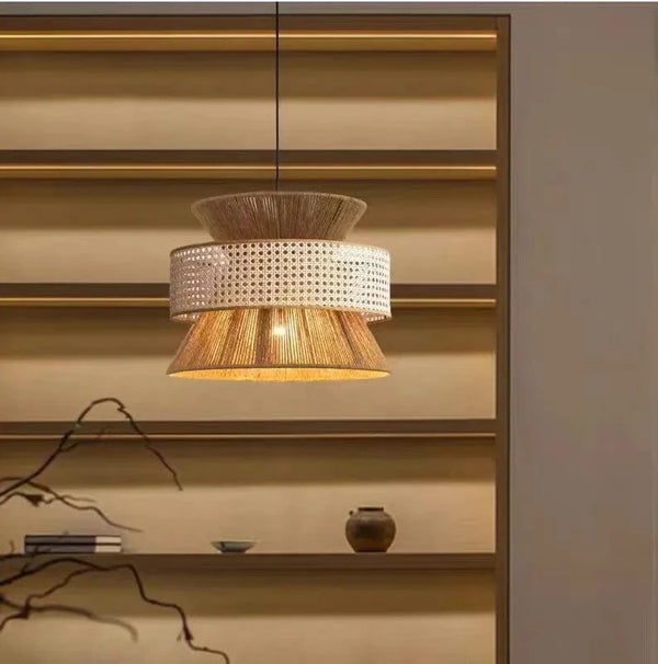 Wabi Sabi luminaire en rotin vintage, fait main, style japonais | Marco Lucetti