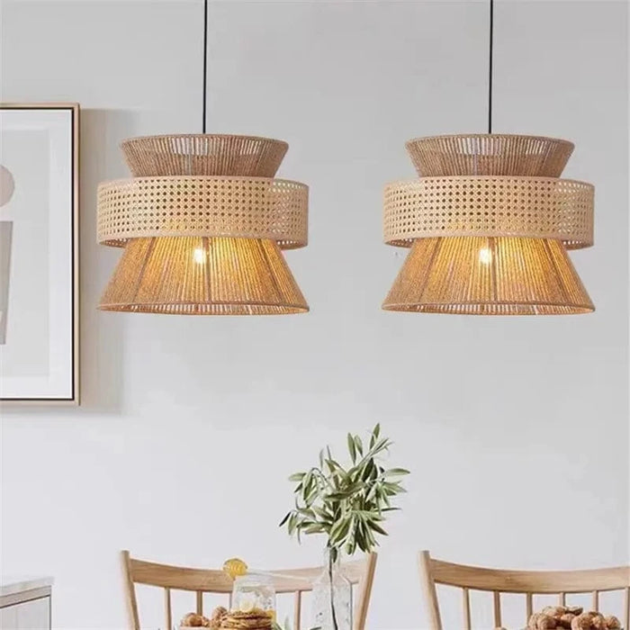 Wabi Sabi luminaire en rotin vintage, fait main, style japonais | Marco Lucetti