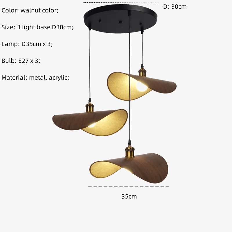 Luminaire LED suspendu nordique rétro en forme de chapeau - Wabi Sabi Minimalisme