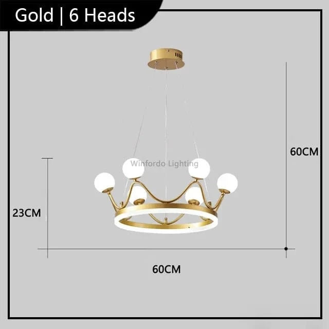 Winfordo - Plafonnier LED suspendu au design contemporain | Marco Lucetti Doré 6 têtes modèle A