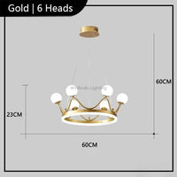 Winfordo - Plafonnier LED suspendu au design contemporain | Marco Lucetti Doré 6 têtes modèle A