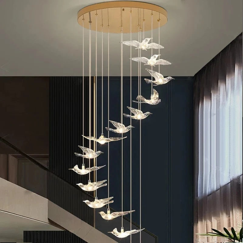 YOULAIKE - Lustre LED design pour escalier de luxe - Suspendu dans le salon - Spirale acrylique - Éclairage longue portée | Marco Lucetti