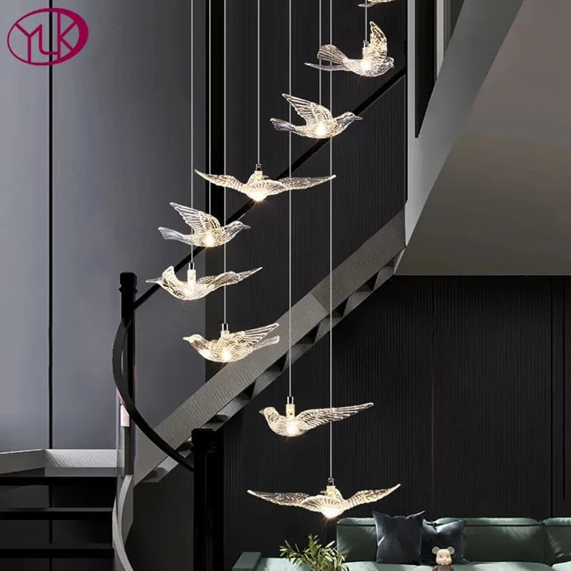 YOULAIKE - Lustre LED design pour escalier de luxe - Suspendu dans le salon - Spirale acrylique - Éclairage longue portée | Marco Lucetti