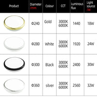 Zerouno Plafond Moderne LED Étanche Salle de Bain - 30W Capteur de Mouvement - Noir Brillant | Marco Lucetti